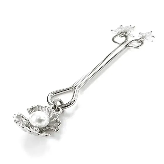 Затискач для клітора перлина з мушлею та кристалами Art of Sex - Margie clit clamp, Срібло Львів