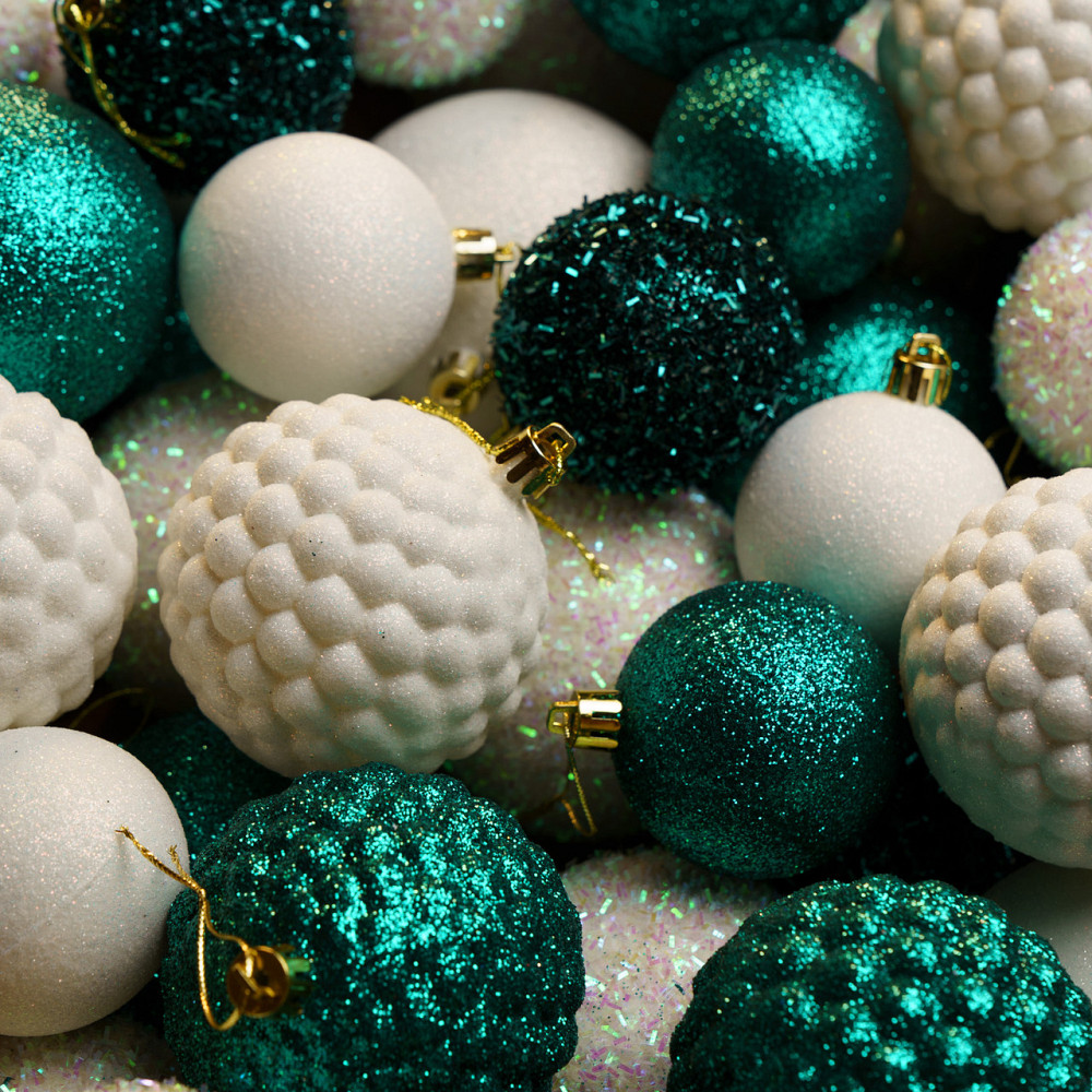 Набор новогодних игрушек на елку «Блеск» 40 шт Изумрудный елочные игрушки шарики украшения для елки Киев - изображение 2