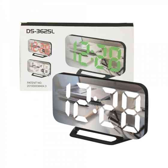 Годинник настільний електронний з будильником і термометром (дзеркальний) і двома USB для заряджання телефону Вінниця