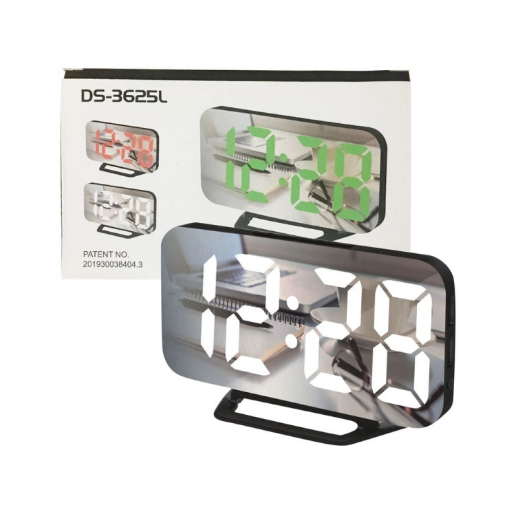 Часы настольные электронные с будильником и термометром (зеркальные) и двома USB для зарядки телефона Винница - изображение 1