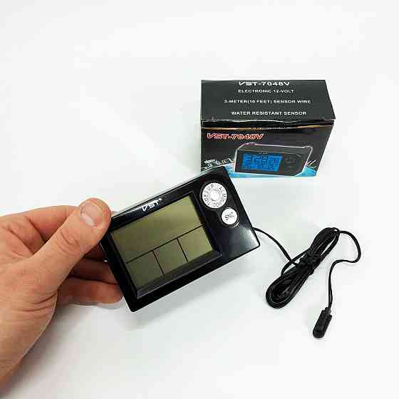 Годинник автомобільний електронні автогодинник VST-7048V для ВАЗ з вольтметром, температурою MG-51 Львів