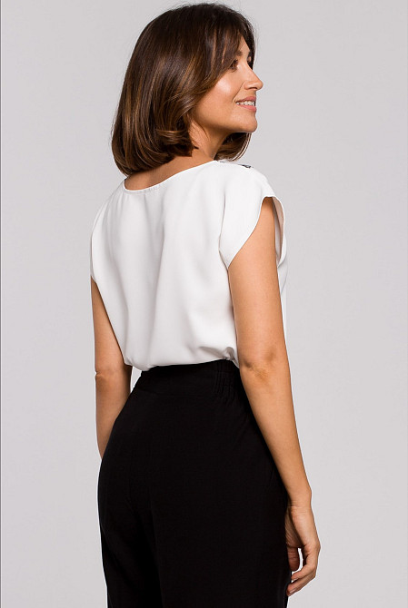 Жіноча блузка з вирізом та мереживом "Brenda" оптом | Норма і батал Білий, 50-52 Київ - фото 4