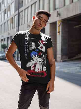 Футболка для хлопчика з аніме принтом Людина-бензопила оверсайз (зріст від 165 до 180) Чорний AnimeJ1007m Дніпро