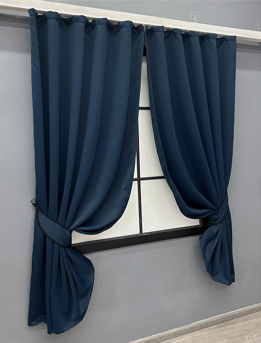 Комплект штор коротких VR-Textil Bagema Rvs № 1474ш 130х170 см 2 шт Синий (35-0351) Киев - изображение 2