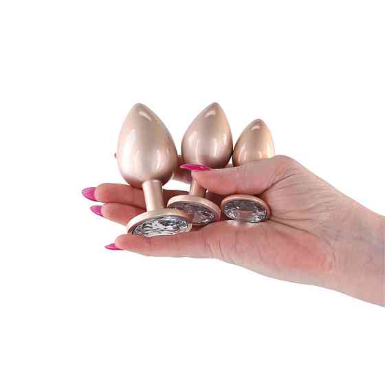Набор анальных пробок NS Novelties Rear Assets - Trainer Kit - Iridescent Champagne - Clear Gem Sex Aura Киев