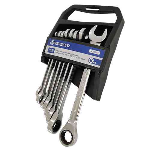 Набір ключів тріскачкових комбінованих 8-19 мм 8 од. СТАНДАРТ NGW8ST Одеса