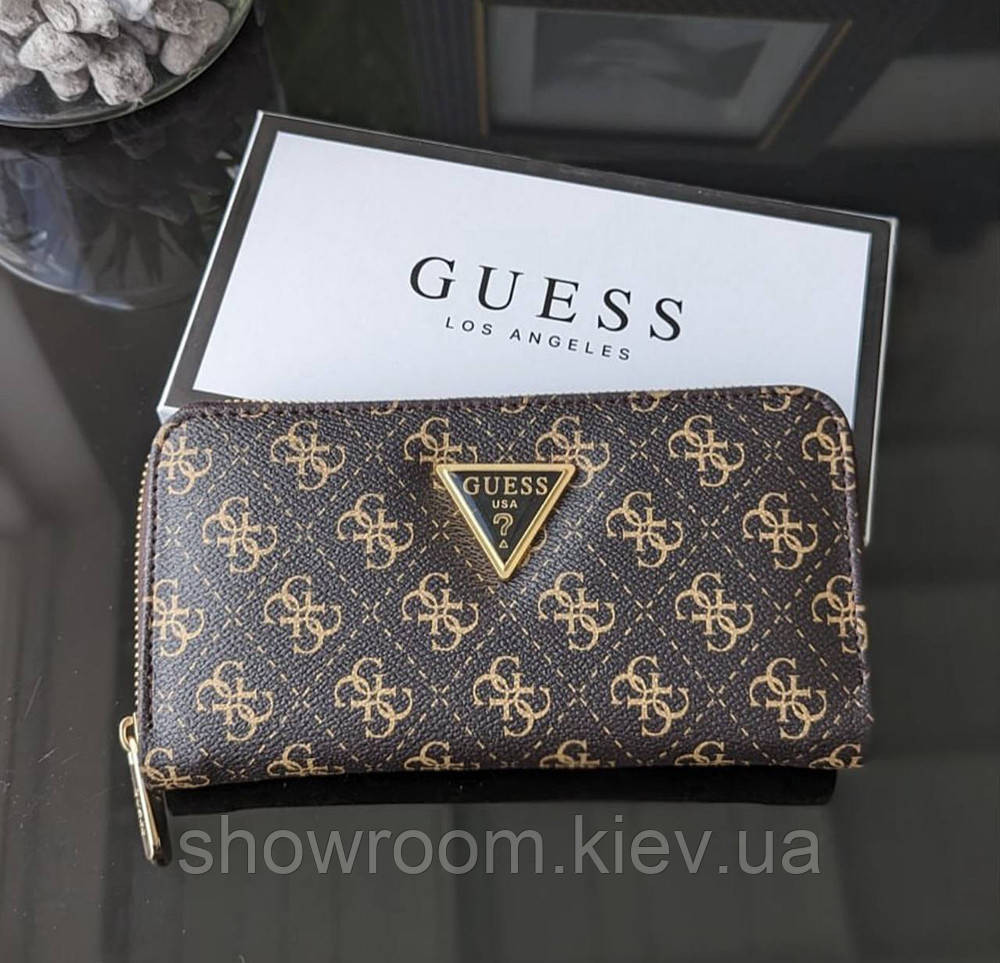 Брендовый удобный кошелек Guess (7596) коричневый Киев - изображение 3