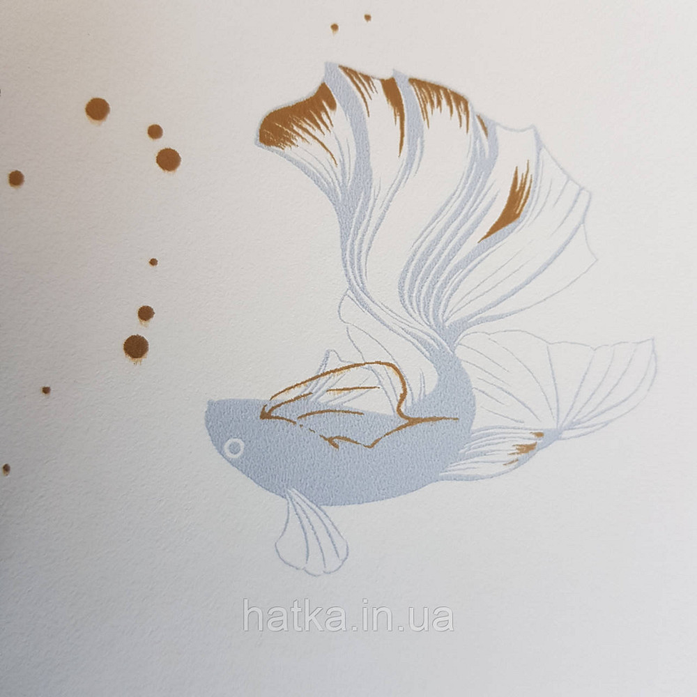 Шпалери вінілові на флізелін Caselio The Place to bed 0.53х10 м золота рибка блакитна на білому тлі Київ - фото 1
