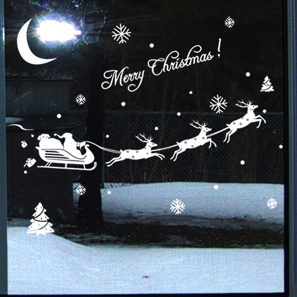 Новогодние наклейки на окна Олени 60 на 18 см белый Киев - изображение 6