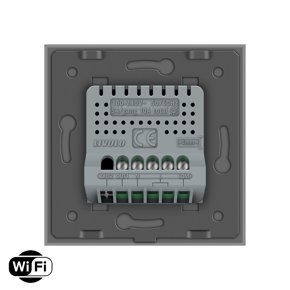 LIVOLO Розумний сенсорний Wi-Fi прохідний/перехресний вимикач 1 сенсор Livolo сірий скло (VL-C7 Коломия - фото 7