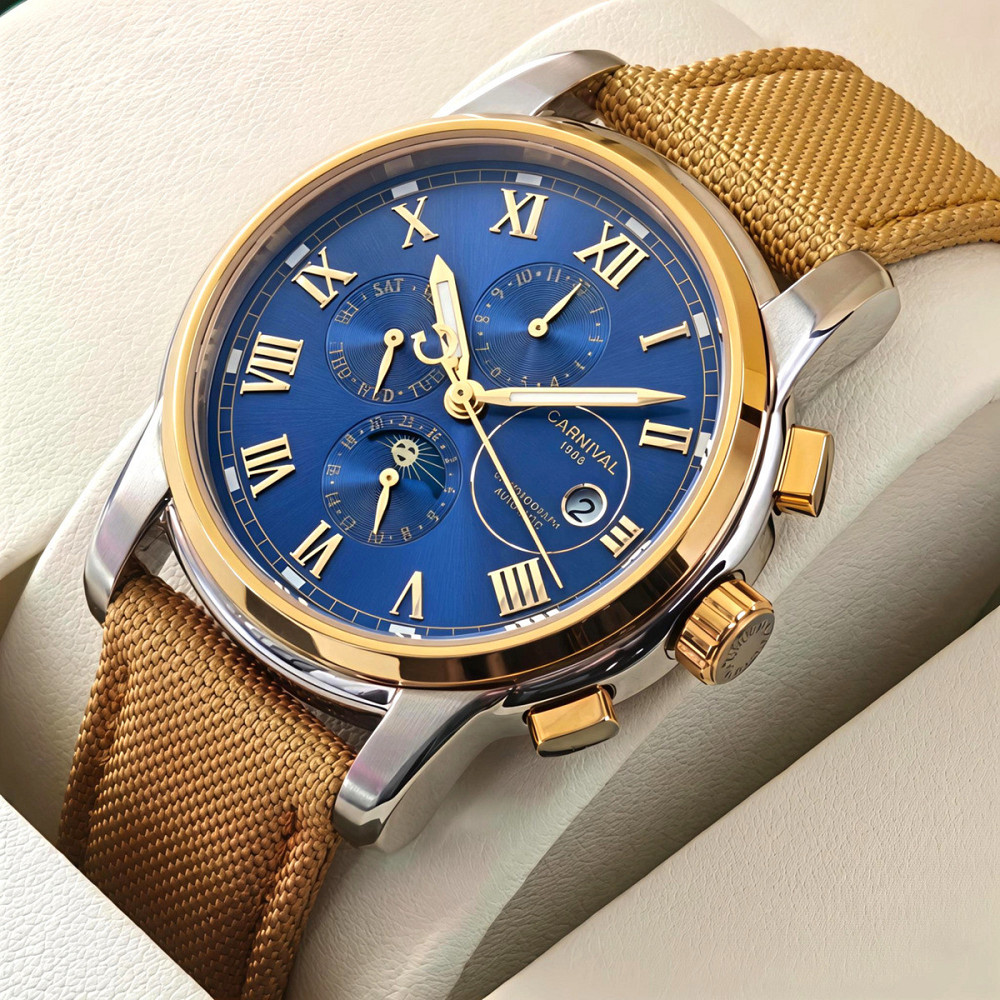 Годинник чоловічий механічний Carnival London Sahara Gold (2 ремінці) Вінниця - фото 3