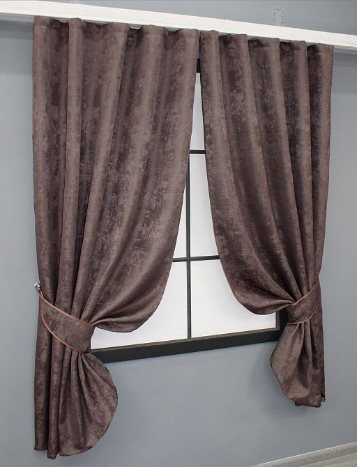 Комплект коротких штор VR-Textil Жаккард Sultan XO № 1681ш Бурый 130х170 см 2 шт (35-0304) Киев - изображение 2