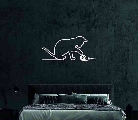 Декоративное настенное 3D Панно «Кот» Декор на стену с объемом 70*35 см, Белый Киев