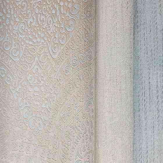 Шпалери метрові вінілові на флізелін Yuanlong Samsara східний стиль вензель білі сріблясті на блакитному 3д Київ