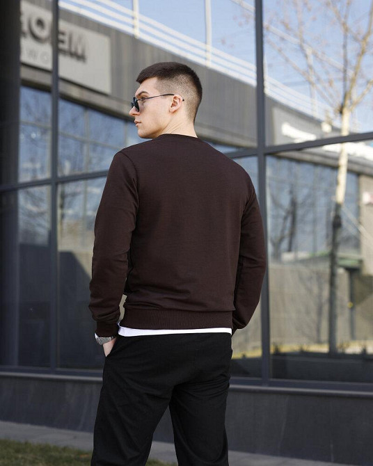 Світшот чоловічий однотонний шоколадний Pobedov 001 Київ - фото 3