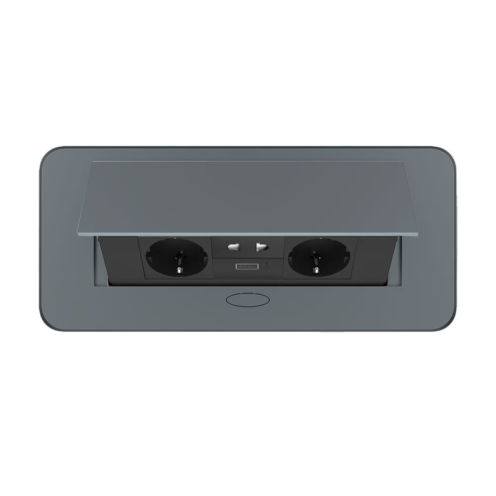 LIVOLO Меблева розетка потрійна LIVOLO сіра, вбудована у стільницю, з USB 10 Вт, універсальною Киев - изображение 4