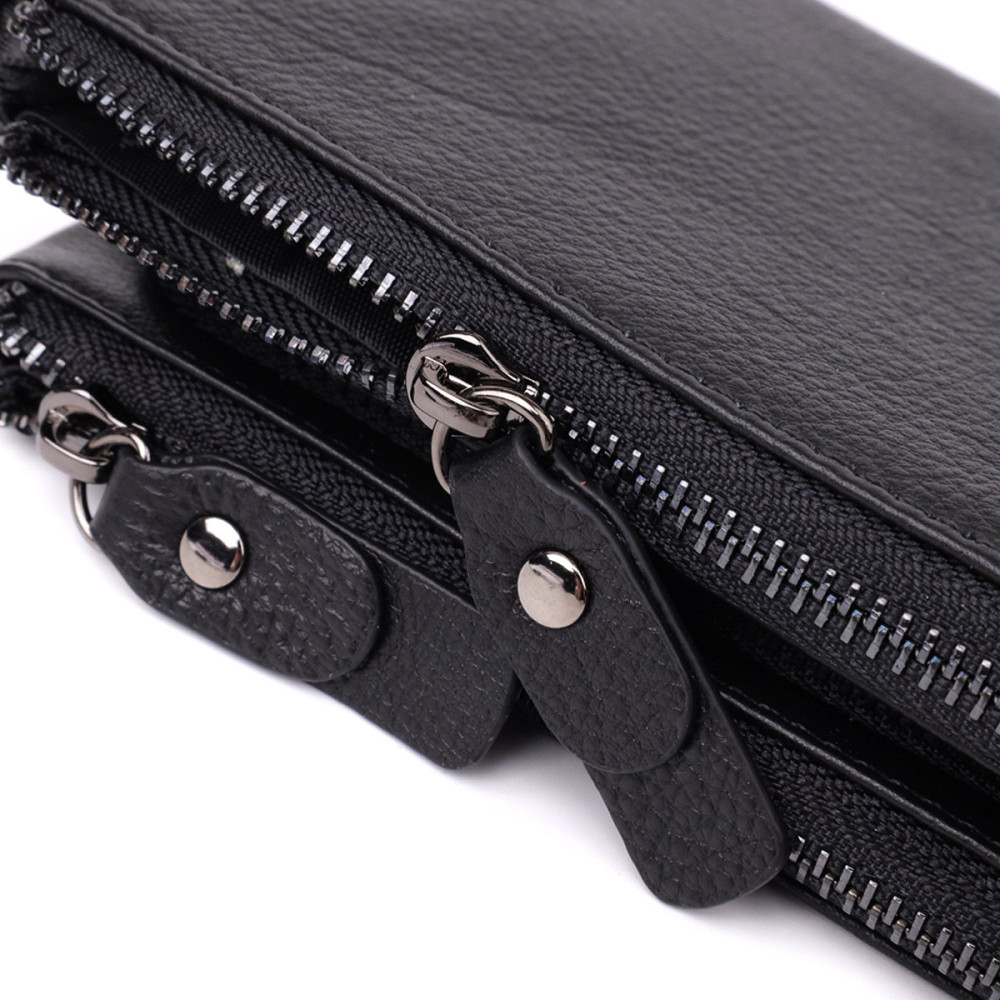 Практичный кожаный кошелек на три отделения Черный (ST Leather) Киев - изображение 2