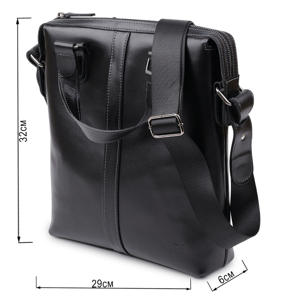 Шкіряна чоловіча сумка Shvigel 11287 Чорний Київ - фото 9