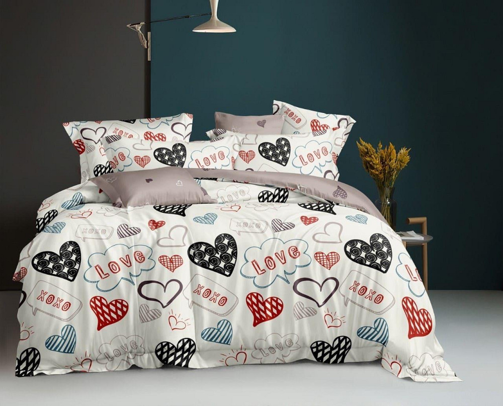 Ecotton Комплект постільної білизни Ecotton двоспальний Сімейний 150х215 см Серце біле (23250) Коломыя - изображение 1