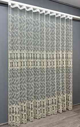Тюль VR-Textil 1851т Фатин с вышивкой Корд и люрексом Молочный с золотистым 300х270 см (40-205) Киев