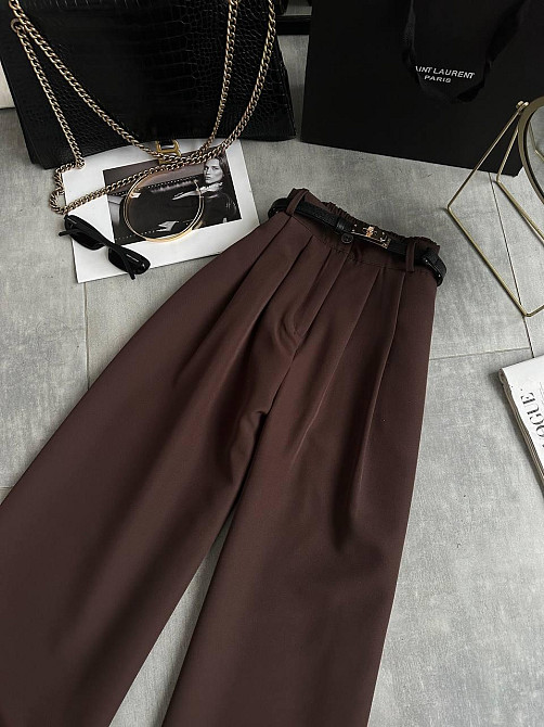 Женские универсальные базовые брюки палаццо костюмка Шоколад, 42/44 Одесса - изображение 4