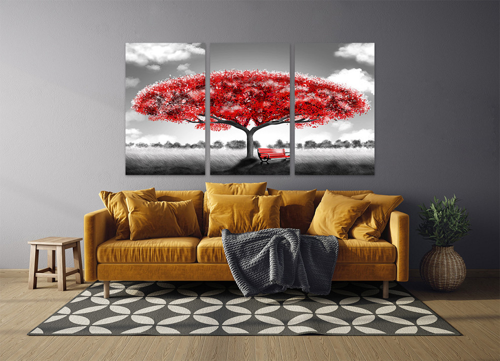 Модульная картина "Дерево з червоними листями Абстракція" Art-901_3A (53х100см) Київ - фото 3