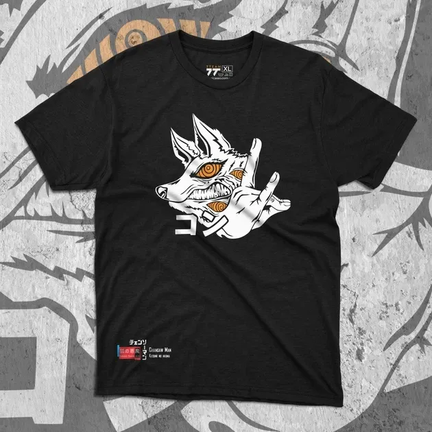 Футболка чоловіча з  принтом Человек Бензопила Демон Лис Розмір 48 Дніпро - фото 1