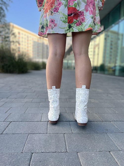 Nivelle Черевики жіночі NIVELLE білі натуральна шкіра висота 21см обхват 32-34см розмір 36 (521 Коломыя - изображение 8