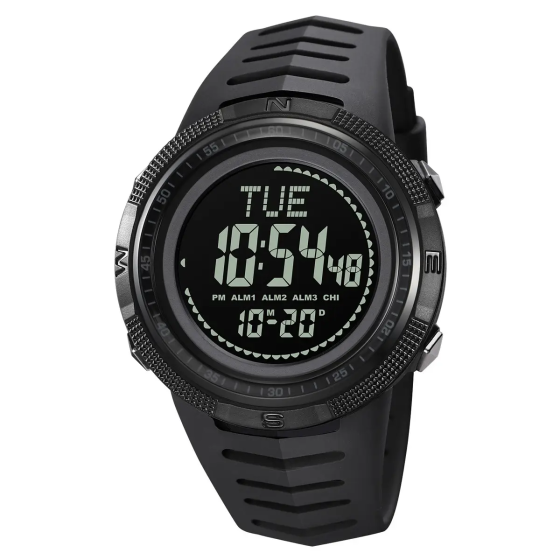 Годинник чоловічий спортивний з компасом Skmei 2147 Compass (Чорний з чорним циферблатом) Вінниця