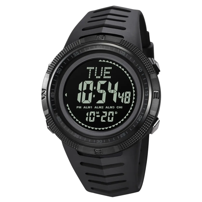 Годинник чоловічий спортивний з компасом Skmei 2147 Compass (Чорний з чорним циферблатом) Вінниця - фото 1