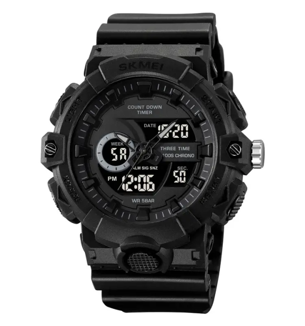 Часы мужские наручные спортивные Skmei 2225 с комбинированным циферблатом (Черный с черным) Винница - изображение 1