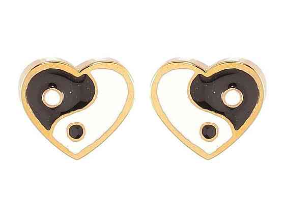Серьги Stainless Steel 14К пусеты «Сердечки Инь Ян» (259973) ТМ XUPING Киев