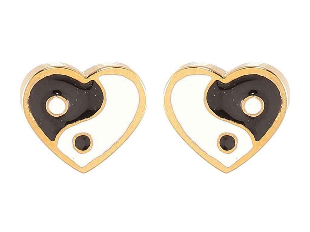 Серьги Stainless Steel 14К пусеты «Сердечки Инь Ян» (259973) ТМ XUPING Киев - изображение 1