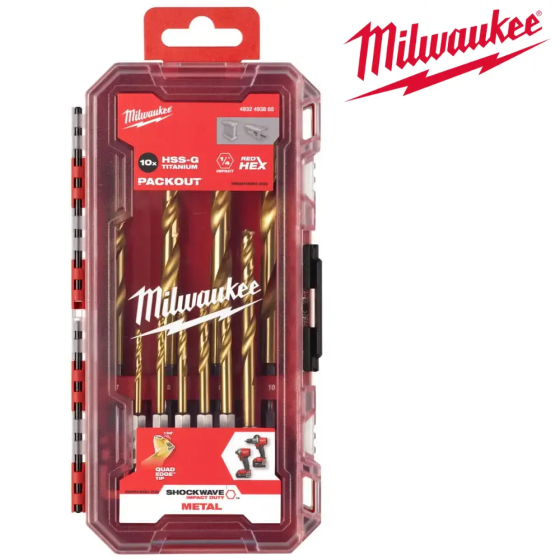 Професійний набір свердел по металлу Milwaukee RedHEX HSS-G TiN (10 шт) 3-10мм (4932493865) Київ