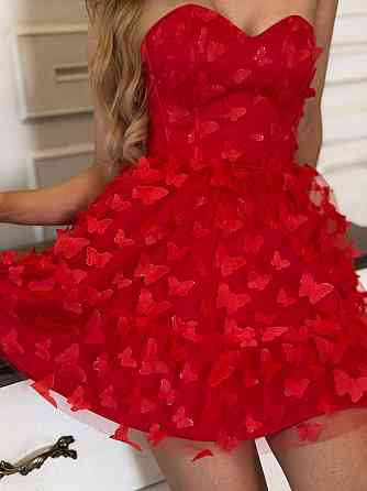 Жіноче романтичне вечірнє плаття з метеликами Червоний, M Одеса