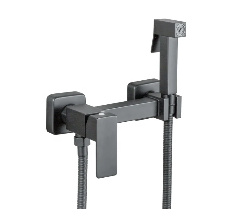 Змішувач настінний з гігієнічним душем Mixxus KUB-222 GRAPHITE з нерж.сталі графітний (MI6846) Чернівці - фото 1