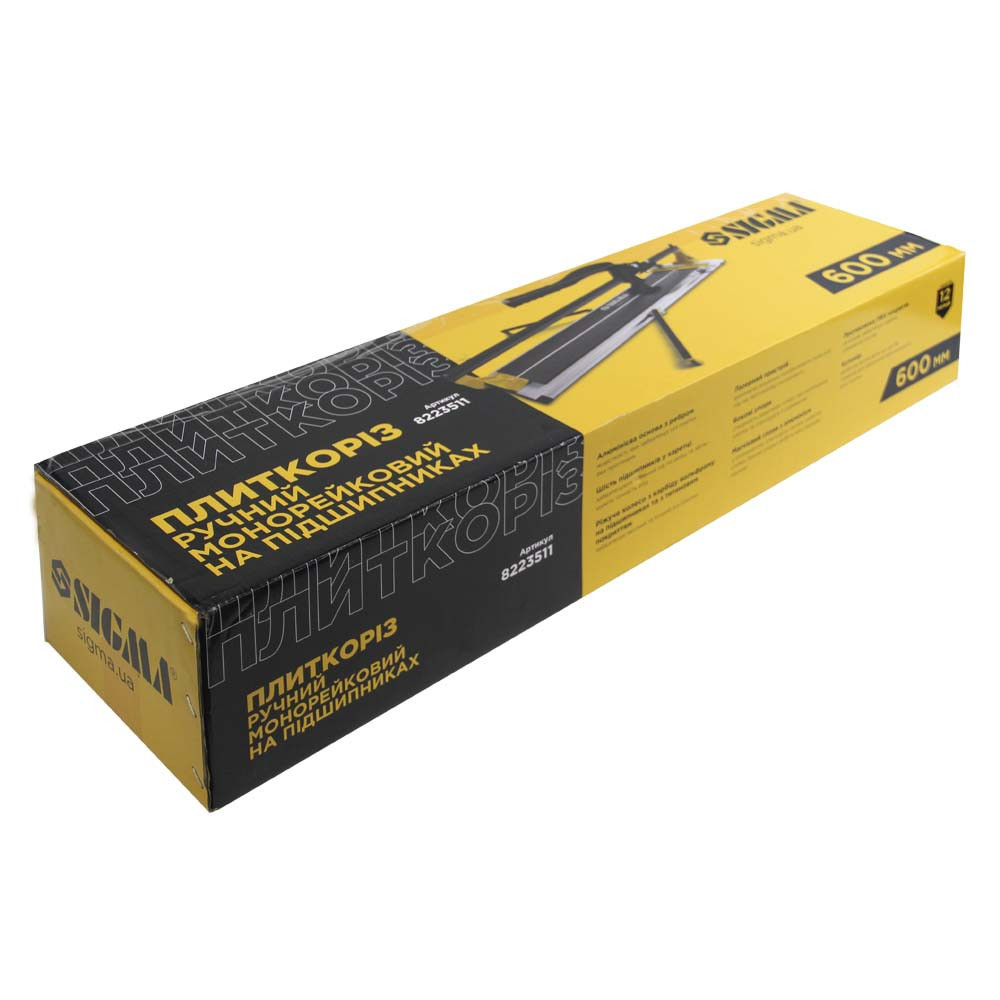 Плиткоріз ручний монорейковий на підшипниках 600 мм (лазер, бічні упори) SIGMA (8223511) Київ - фото 2