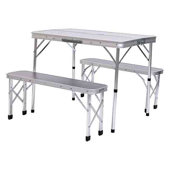 Комплект туристичний стіл + 2 лавки складні меблі Сірий Lugi JY-9060G Київ