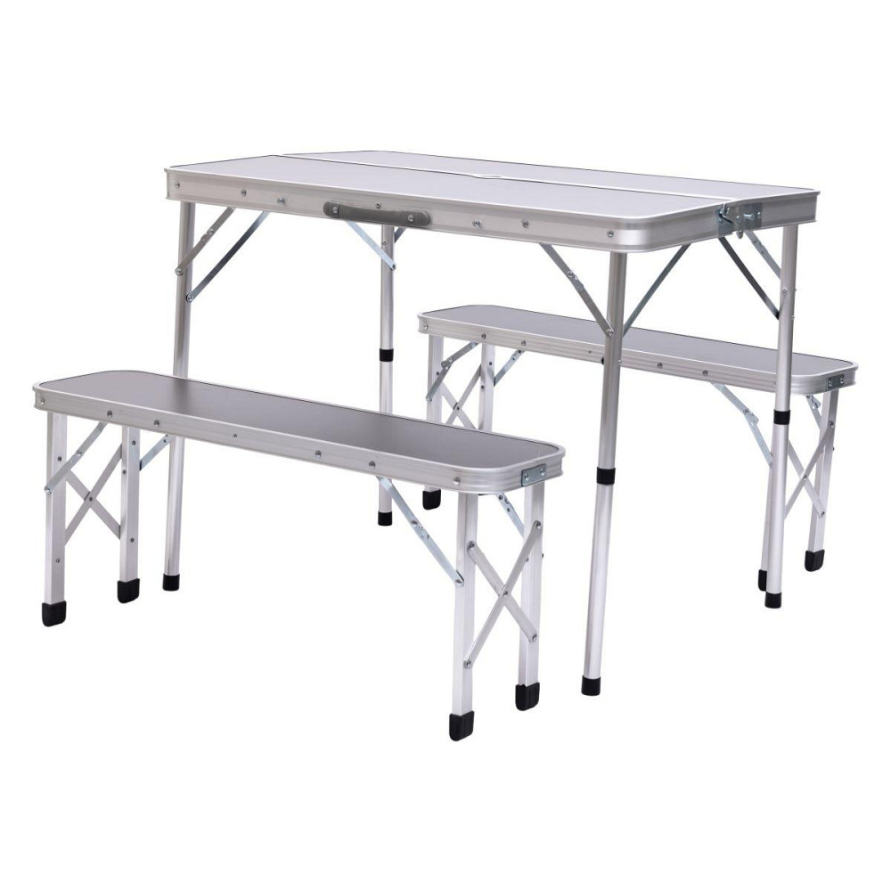 Комплект туристичний стіл + 2 лавки складні меблі Сірий Lugi JY-9060G Київ - фото 3