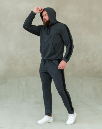 Костюм спортивний чоловічий лампаси весна Сіро-Чорний L Харків