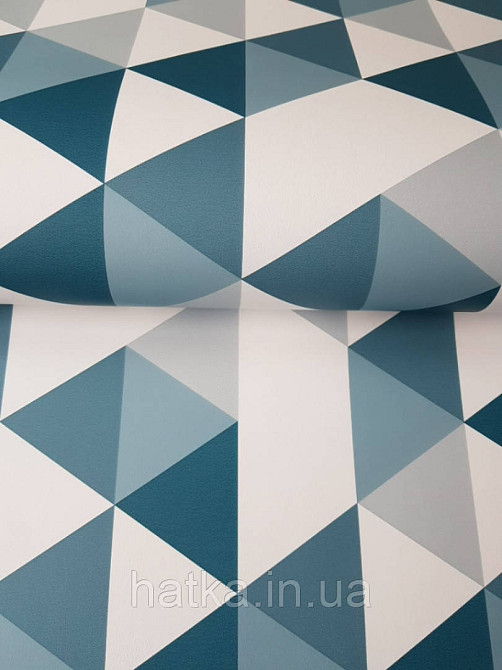 Шпалери флізелінові дитячі Caselio Our Planet геометричні фігури, трикутники блакитні білі сині сірі Київ - фото 1