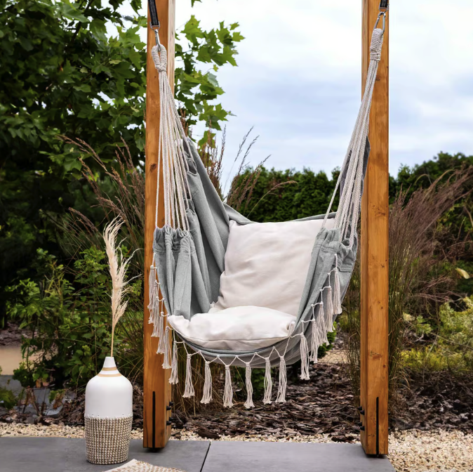 Кресло гамак подвесное для дома сада террасы удобное бразильское кресло кокон из ткани Di Volio Fira серый Киев - изображение 2