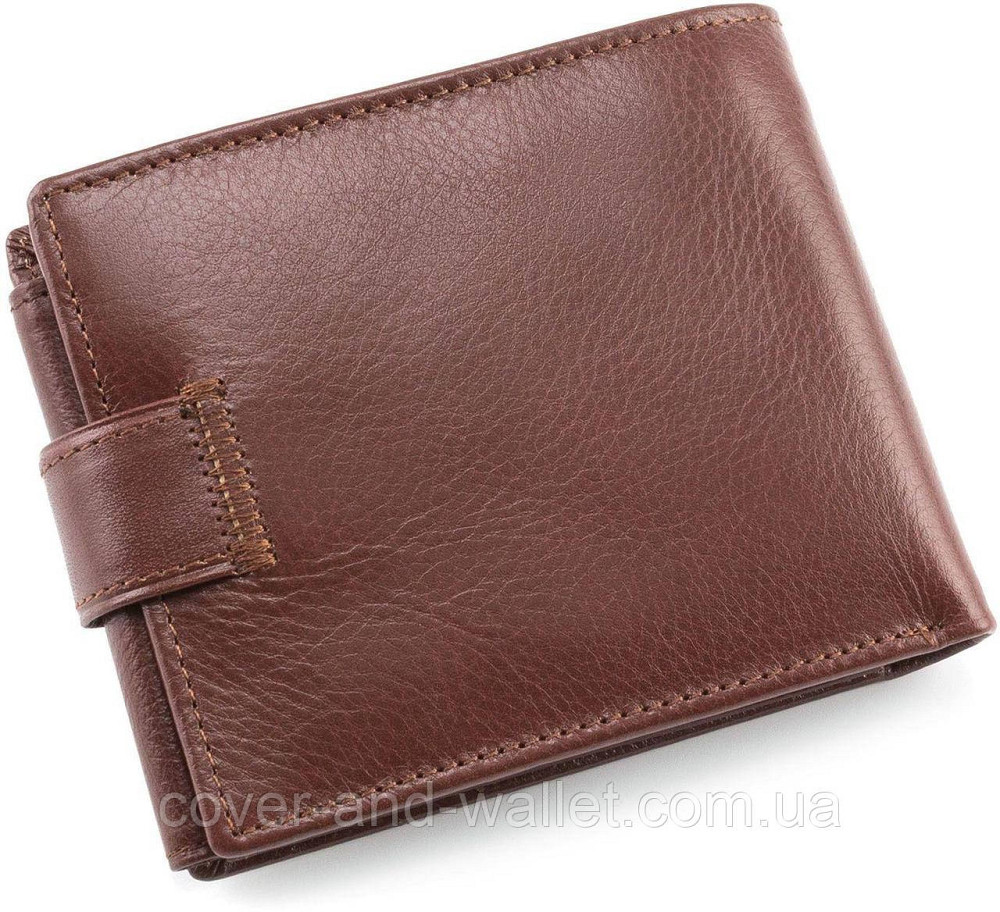 Коричневий чоловічий гаманець з гладкої шкіри ST b102 Київ - фото 9
