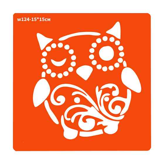 Трафарет для био-тату Зимняя сова w124-15*15см, размер 15х15см Винница