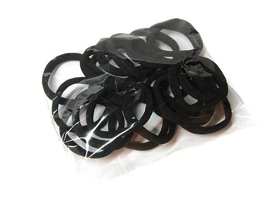 Резинки черные для волос из микрофибры 20 шт Киев - изображение 1