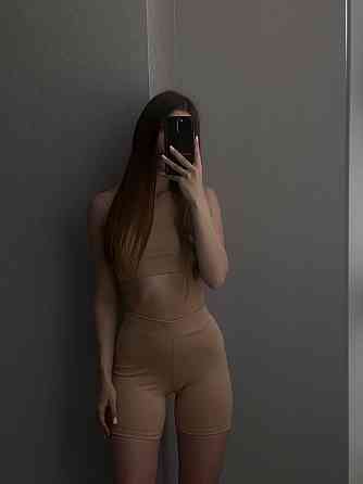 Женский стильный спортивный комплект двойка из эластичной ткани микродайвинг Бежевый Одесса