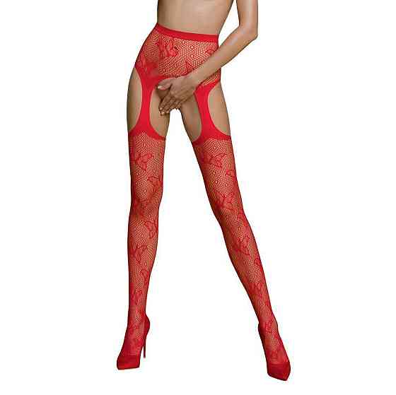 Эротические колготки-бодистокинг Passion ECO S001 red, с доступом, декор бабочки, подвязки Sex Aura Киев