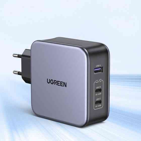 Зарядний пристрій 3xUSB 140W GaN (2хUSB-C+USB-A) CD289 with C to C Cable 1.5 м Gray Ugreen (90549) Київ