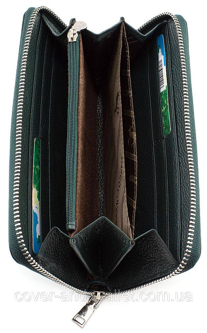 Зеленый кожаный женский кошелек на молнии Marco Coverna MC-7002-7 Киев - изображение 3