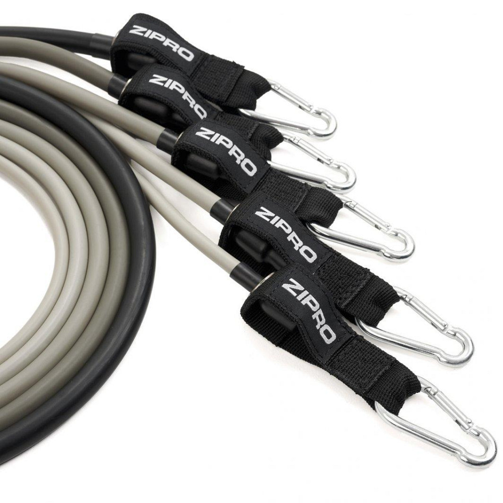 Набор лент-эспандеров для упражнений ZIPRO + аксессуары 11 элементов серо-черный Киев - изображение 3